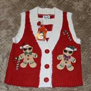 New Major Major Red Christmas Sequin Gingerbread Festive Women's Vest Size XS S